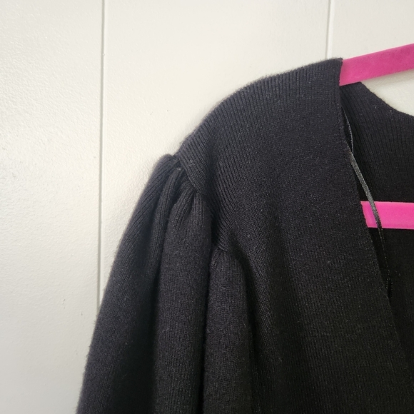 Catherine Malandrino Black Knit Square Neck Sweater Puff Sleeve Size 3X New NWT - Picture 4 of 10